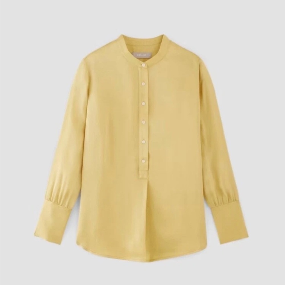 Everlane Hammered Satin Popover Shirt blouse top yellow 00 new